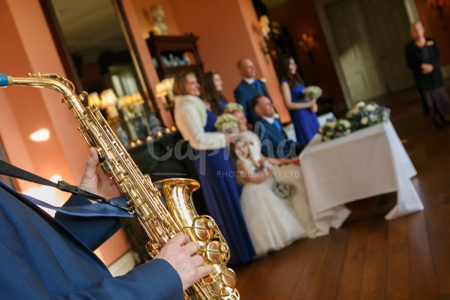 Its just as exciting as Christmas Saxophone, Flowergirl, bridemaids, signing register, prestwold hall, wedding photography, captcha
